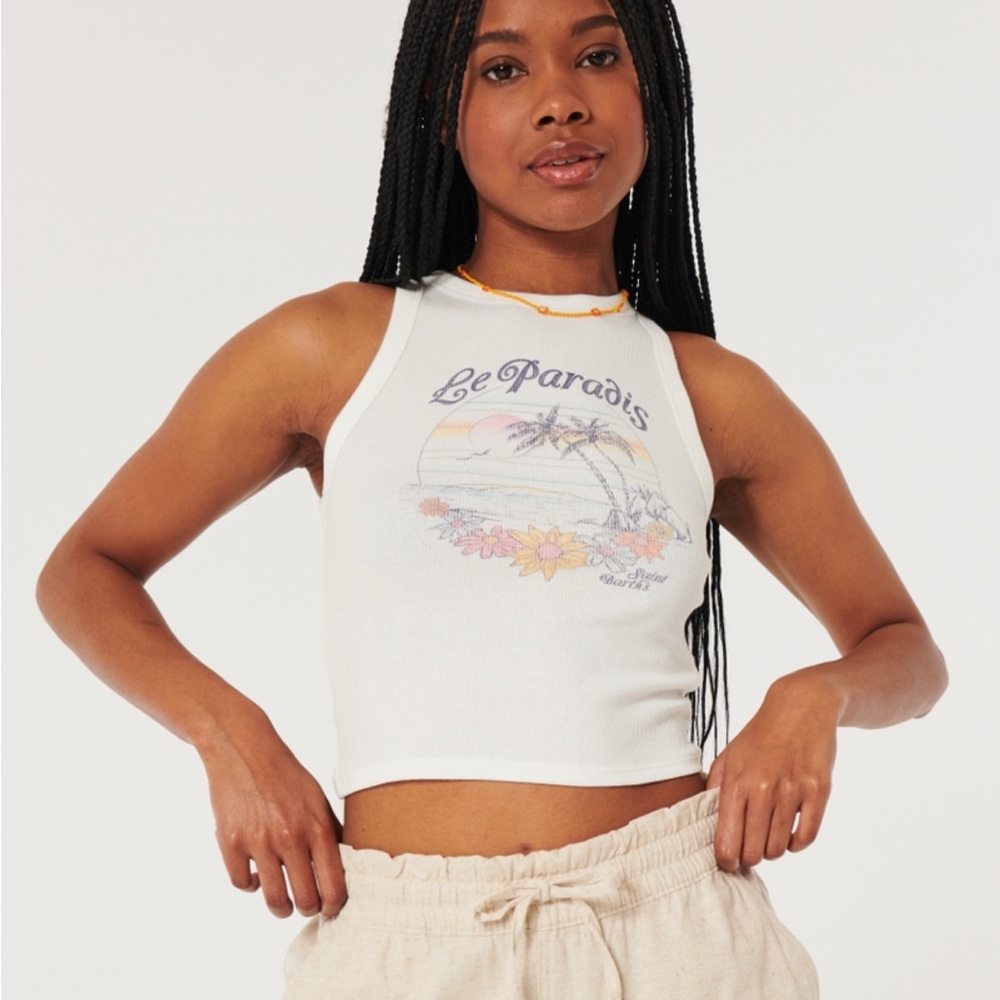 Hollister RIBBED LE PARADIS GRAPHIC HIGH-NECK TANK